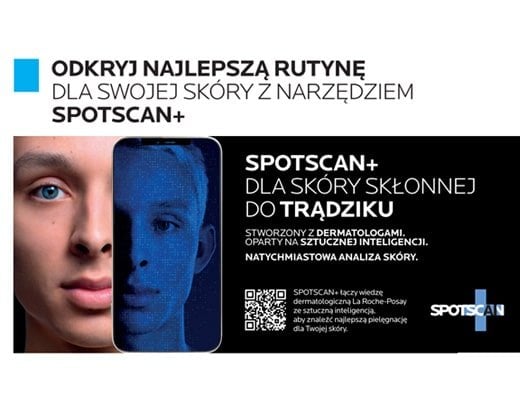 Twarz mężczyzny pod scanerem, prezentacja narzędzia Spotscan+